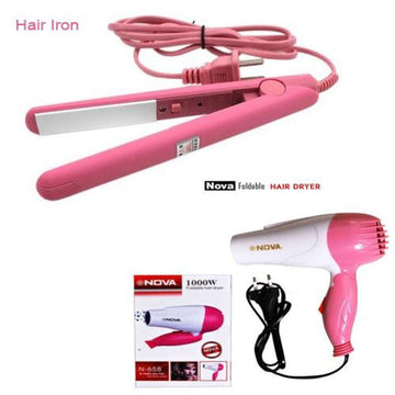 Combo Mini Hair Straightener with Hair Dryer